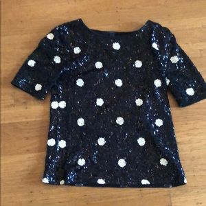 J Crew polka dot sequin top